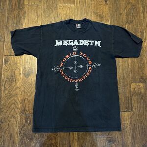 Vintage 90s Megadeth Cryptic Writings World Tour 1997 T Shirt size XL